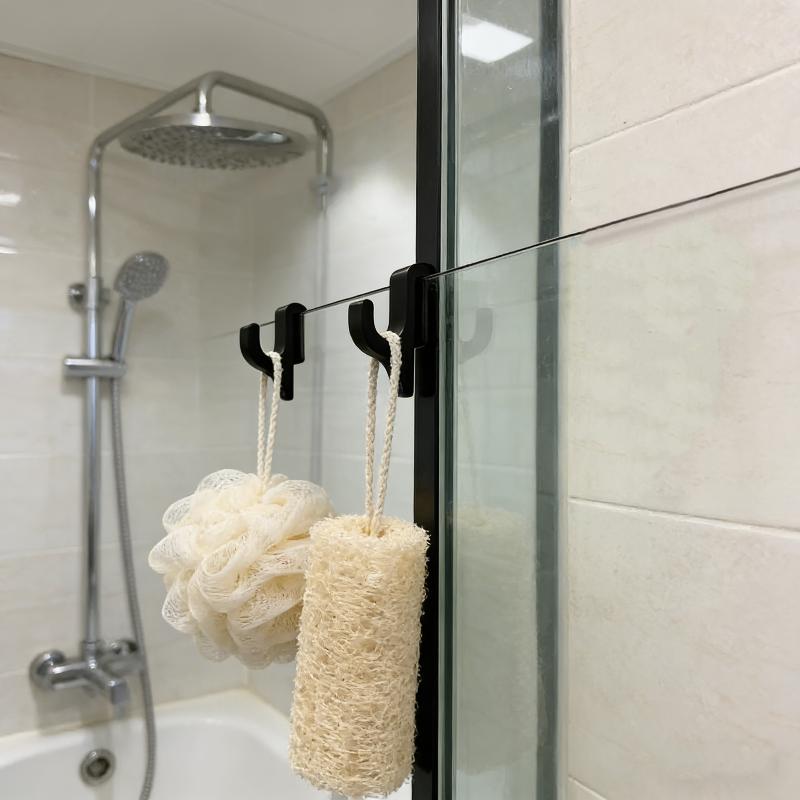Shower Door Hooks White Black Glass Door Hooks For 6 Mm Thick Wall Glass Easy To Install Robes Towels Clothing No Drilling