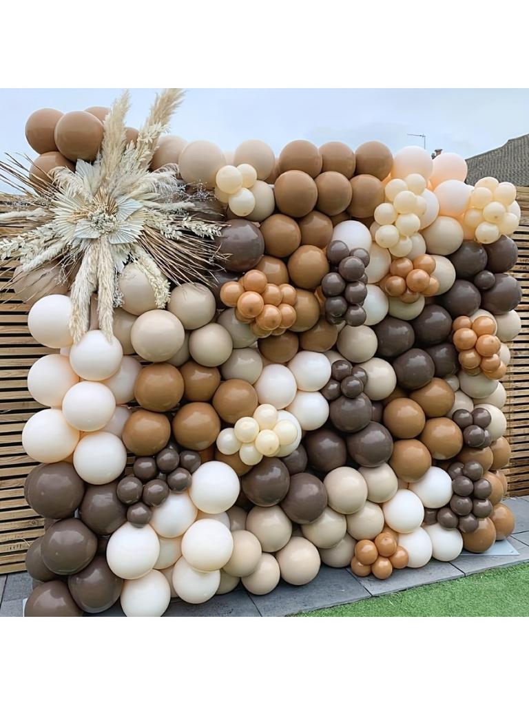 113PCS Brown Coffee Theme Birthday Balloon Garland Arch Set Suitable for Wedding Anniversary, Birthday Party Room Decoration