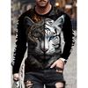 women o neck long sleeve 3d print t shirt