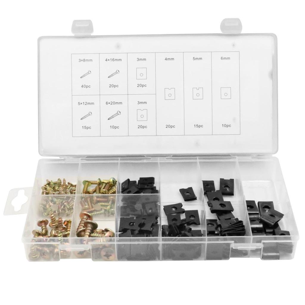 winova Screw Fairing Fixing Tool for Motorcycles and Set with Storage Case U-Nut Kit, U-Clips, Automobiles, 170-Piece