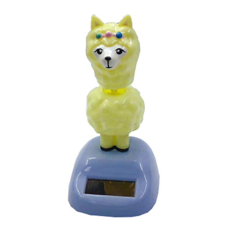Solar Car Ornament Automatic Swing Alpaca Figurine Animal Doll Toy Sloth Miniature Car Accessories Dancing Shaking Home Decor