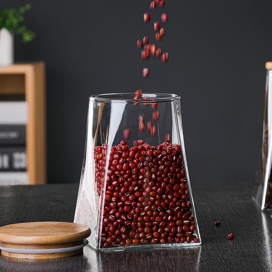 4pcs Glass Storage Jar Set High Borosilicate Glass Canisters for Food Clear Containers with Wooden Lids Kitchen Organizers
