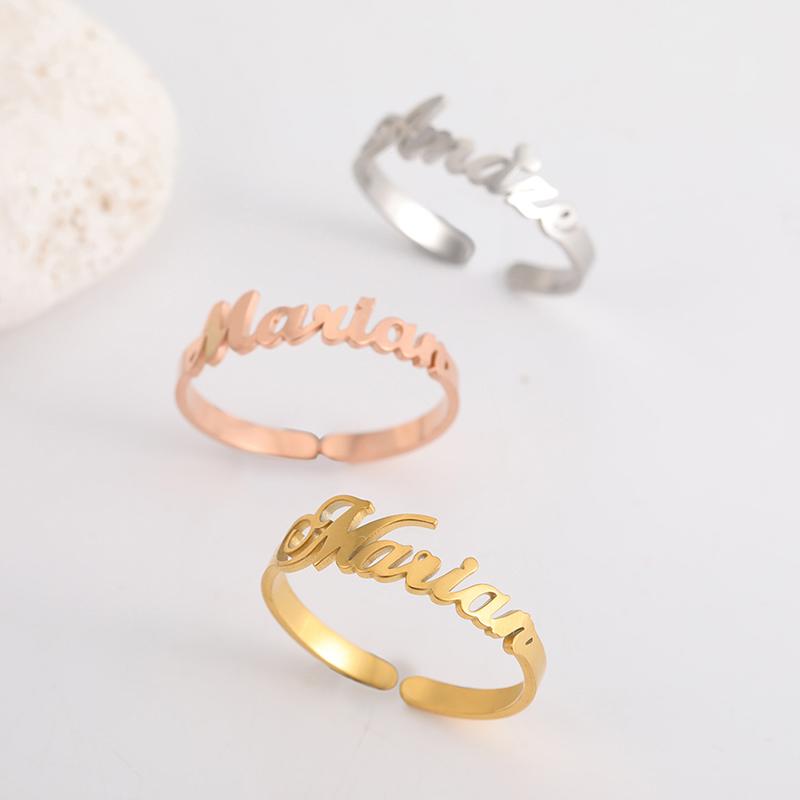 Custom Double First Finger Ring For Women Men Personalized Couple Family Gift Gold Color Stainless Steel Metal Jewelry