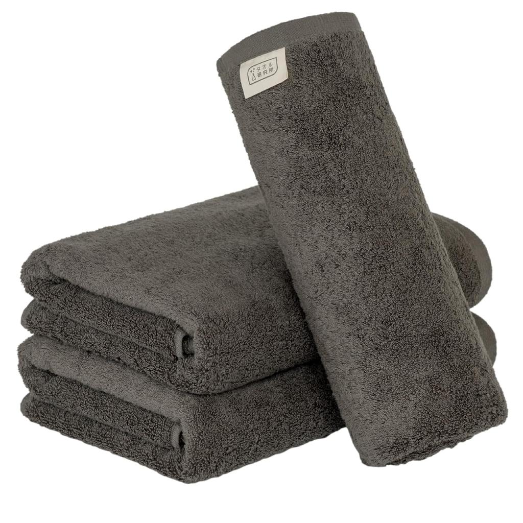 Towel Laboratory Volume Rich #003 Bath Charcoal Gray 3-Piece Set Hotel Specification Thick Plush Quick Absorption Durability 100 Cotton 480GSM Japan