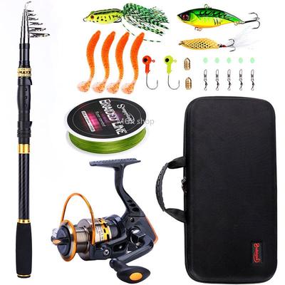 Fishing Rod and Reel Line Lures Set Combos - Carbon Fiber Telescopic Fishing Bag Fishing Gear Set