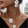 Bold 3D Floral Spray Paint OT Buckle Alloy Chain Necklace & Earrings Set