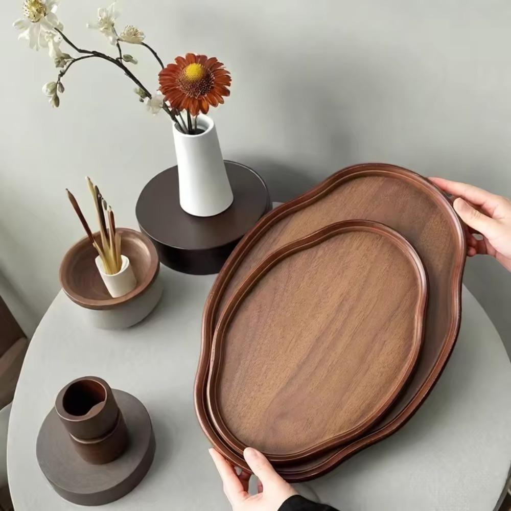 Chinese Style Bamboo Decorative Serving Tray Vintage Tea Tray Classic Bread Plate Afternoon Tea