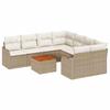 9 Piece Beige Garden Sofa Set with Cushions