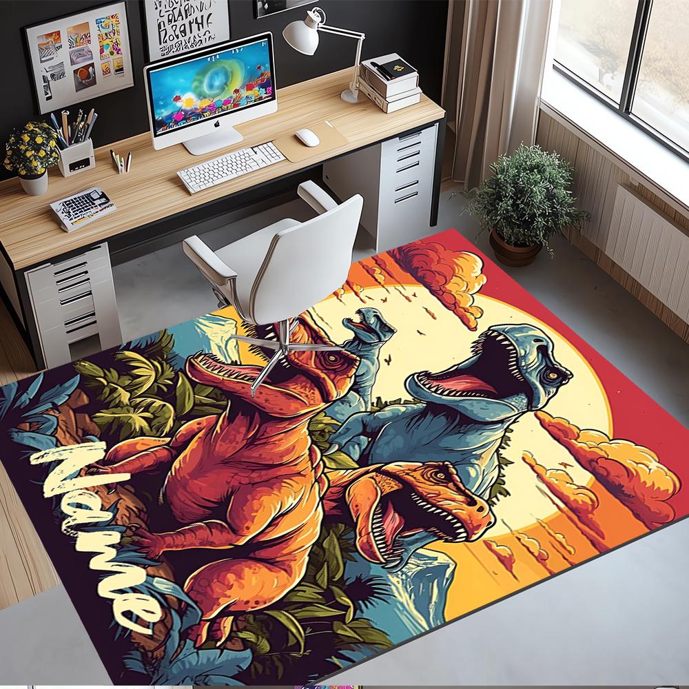 Custom Name Dinosaur Printed Carpet,Rug for Office Chair Living Room Bedroom Kitchen Room Decor Gifts.