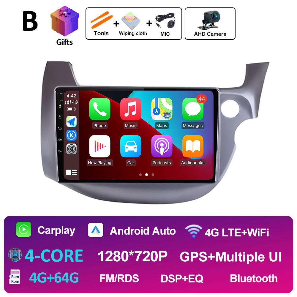 Android 14 DSP Stereo For HONDA FIT JAZZ 2007 2008 2009 2010 2011 - 2013 Right Hand Drive Wireless Carplay Cooling Fan Head Unit