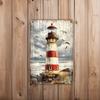 Pc Vintage Nautical Tin Sign Seagulls Lighthouse Rustic Metal Wall Art Durable Coastal Home Decor