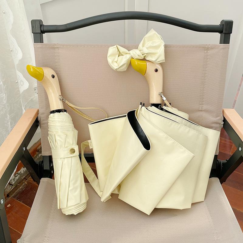 INS Style Duck Umbrella Windproof Sunshade Dual-use Sunny and Rainy UV Protection Folding Rain Gear for Girlfriends Gifts