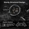 PINDOWS Men's Digital Sports Watch Lightweight ABS Case Nylon Strap 50M Waterproof LED Backlight Outdoor Running Black