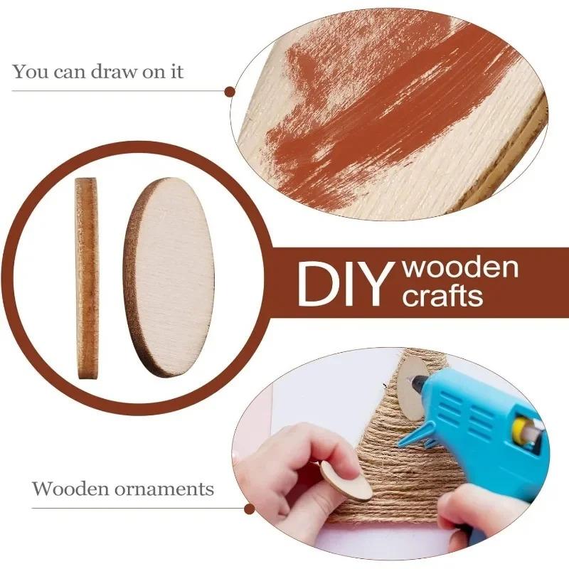 100pcs/lot Unfinished Wood Oval Slices Discs Natural Rustic Wooden Cutout Wood Craft Supplies for DIY Craft Wedding Christmas