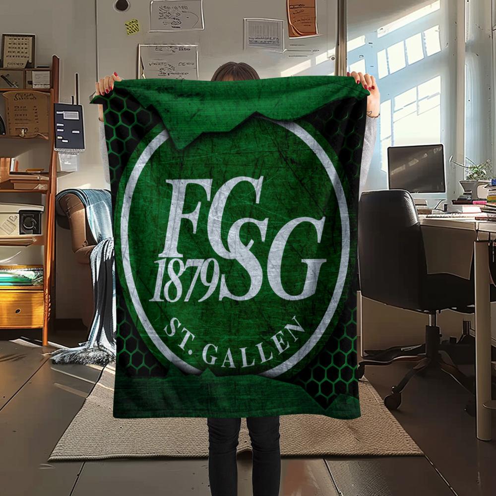 St. Gallen Voetbalclub Print Flanellen Deken, Hoge Kwaliteit Comfortabel voor Alle Seizoenen, Woondecoratie, Warmte en Comfort