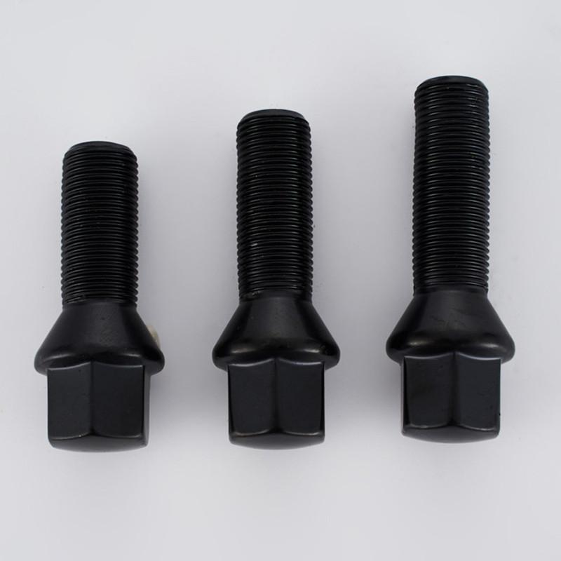 10pcs Cone Seat Lug Bolts Conical 17mm Hex 35mm/40mm/28mm Extended Shank Length m12x1.5,m14x1.25.m14x1.5 wheel bolts black