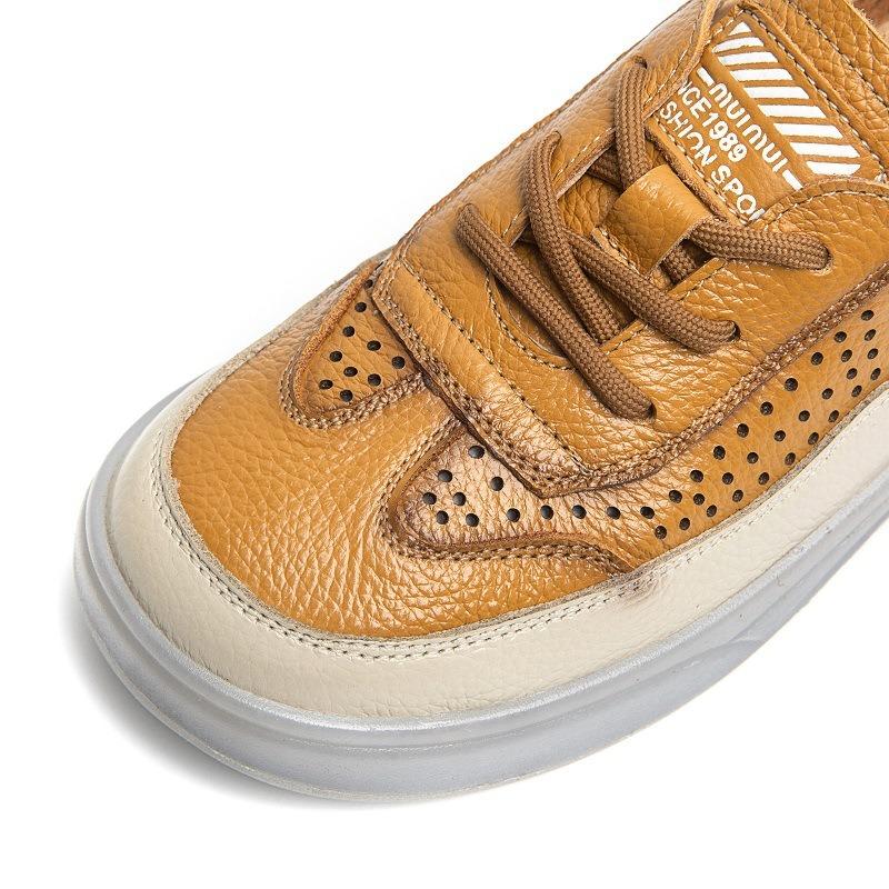 New spring and summer first-layer cowhide shallow-mouth single shoes women's retro casual thick-soled lightweight jelly-soled small white shoes