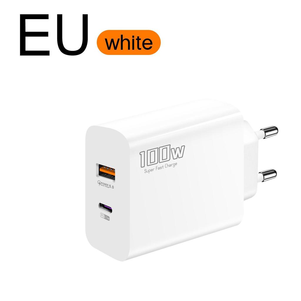 100W Multi-Port Fast Charger for Apple & Samsung, EU/UK PD Adapter