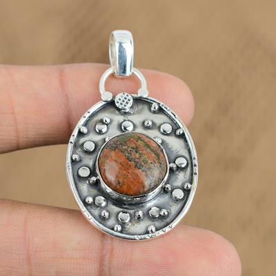 Womens Day Sale Grass Garnet Stone 925 Silver Engagement Unique Pendant Jewelry