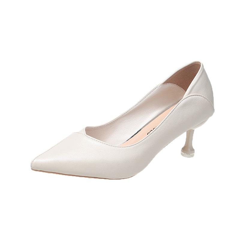 High Heels Women's Thin Heels 2025 Spring and Autumn New Women's Shoes Black French Pointed Single Shoes Professional Temperament Work Shoes Women