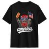 Funny Cat Hot Dog Patriotic Cat USA Flag TShirt Summer Cotton TShirts For Unisex Casual Tee Shirt Short Sleeve Streetwear Tops