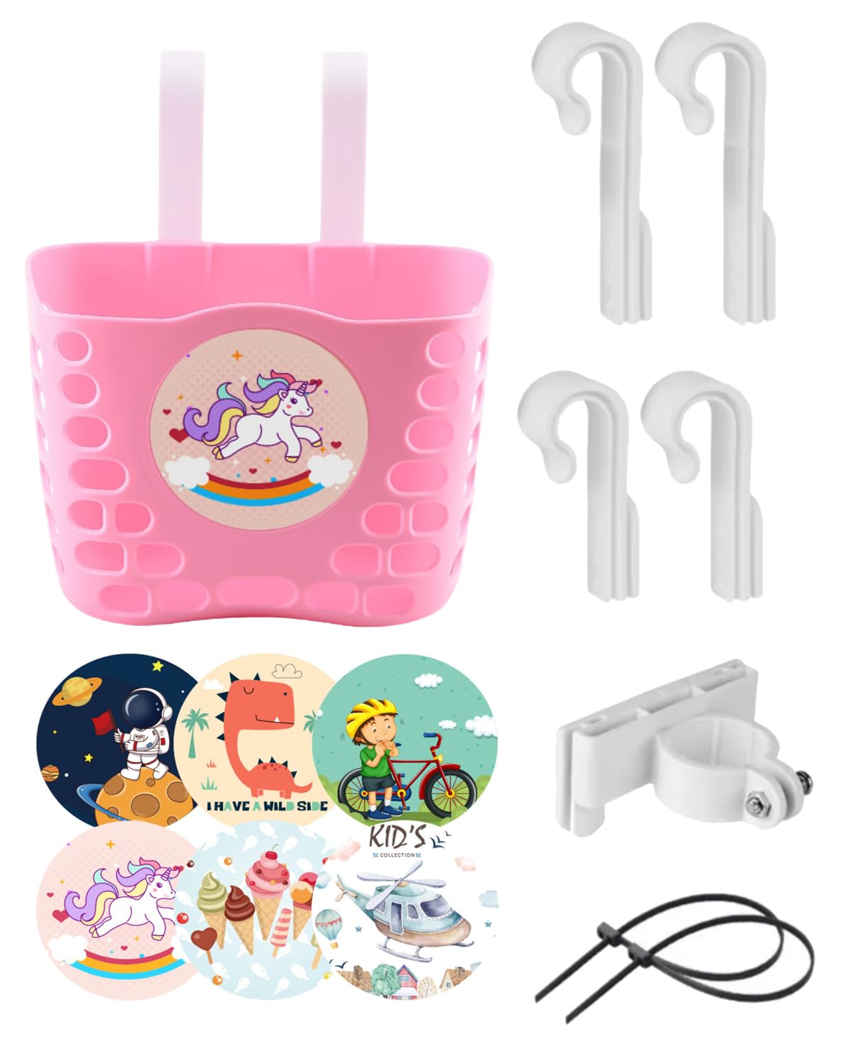 

S.fields.inc Пластиковая детская корзина на руль велосипеда Strider с 3 крепежными кронштейнами (розовый)