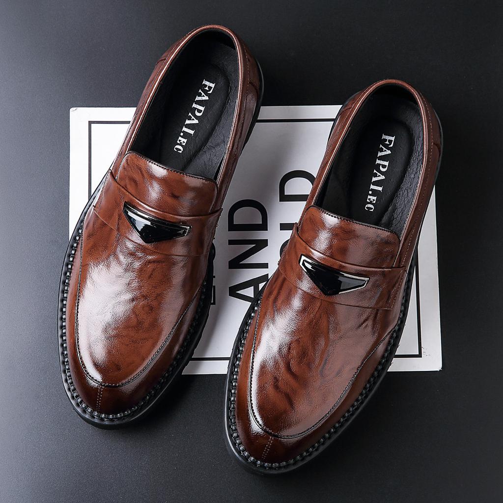2025 New Men's Business Leather Shoes, One-pedal Loafers, High-end First-layer Cowhide Leather Casual Leather Shoes
