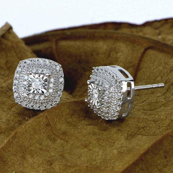 European Chic: Elegant Micro-set White Zirconia Square Hoop Stud Earrings