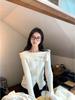 Korean Chic One-Shoulder Long-Sleeve Knit Top - Autumn/Winter Elegant Design for Women