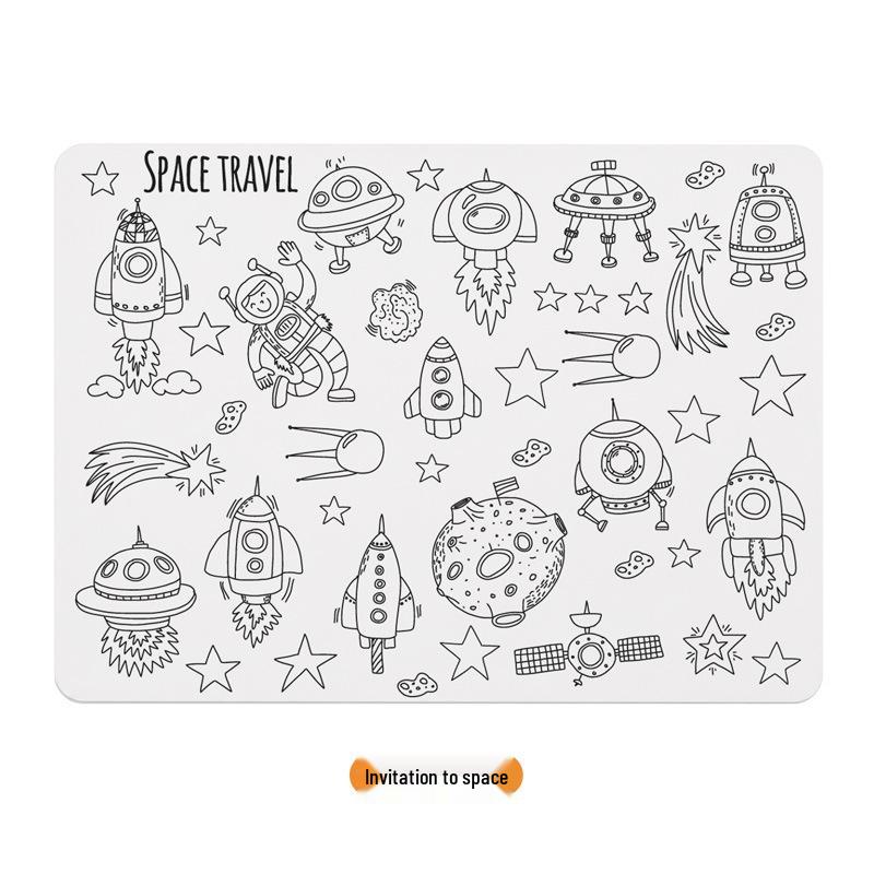 Kids' Washable Silicone Doodle & Coloring Mat for Dining Tables