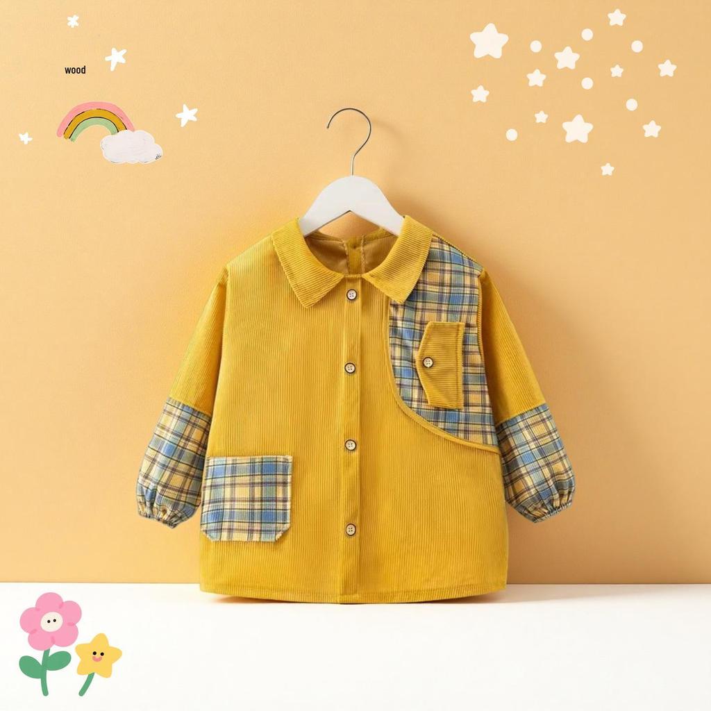 Autumn/Winter Waterproof Coveralls for Babies - Children's Crystal Velvet Stain-Resistant Plaid Bib Shirt & Outerwear