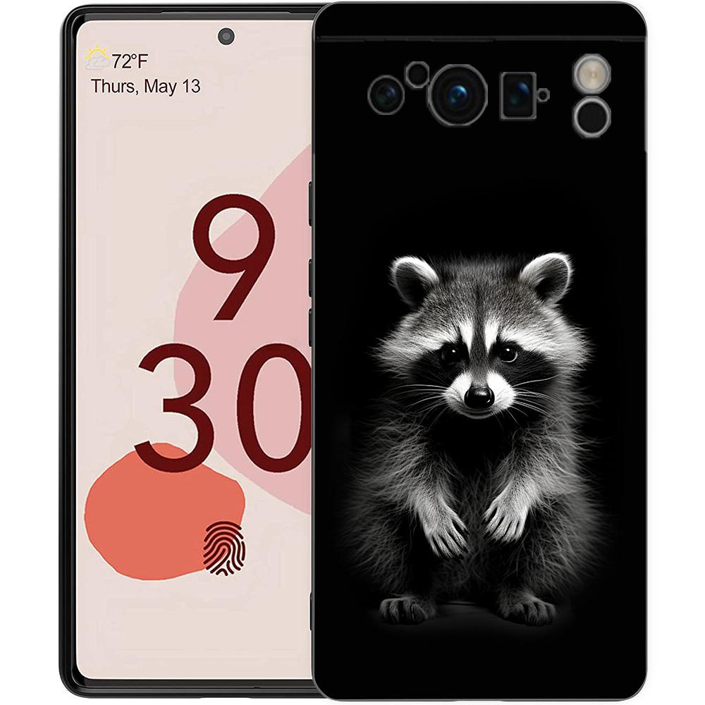 Luxury Phone Case For Google Pixel 10 9 8 9A 8A 7 7A 6 Pro XL 6A 5G Black Soft Back TPU Cover Raccoon