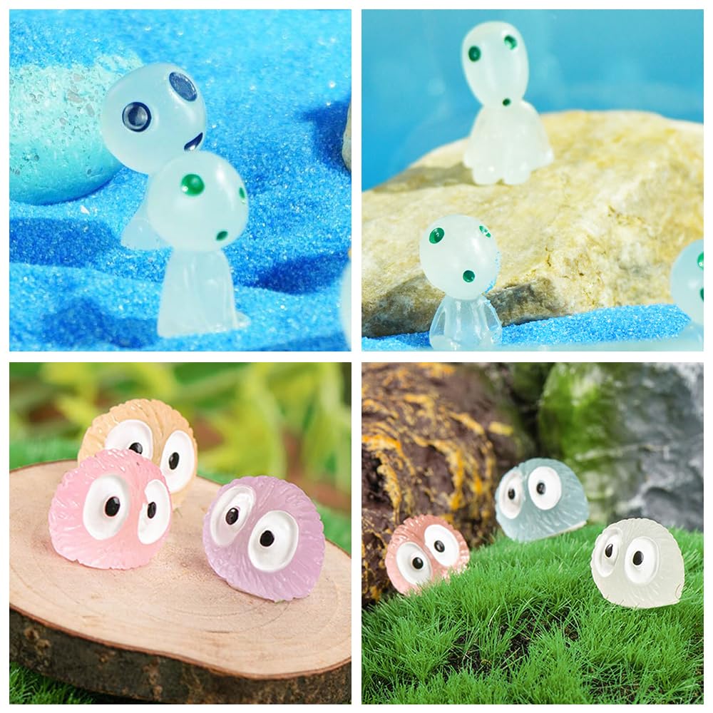 Decoración de Jardín Paisaje de Elfos de Resina Árbol Luminoso de Resina Casa de Muñecas DIY Hada Regalo de Navidad Figuras de 38 Piezas, Miniaturas, Elfos, Bonsái, Acuario, Decoración,