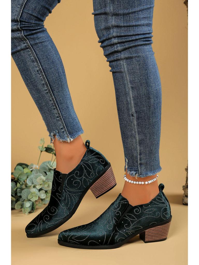 Women's Pointed Toe Chunky Heel Suede Shoes - Four Seasons Office Casual