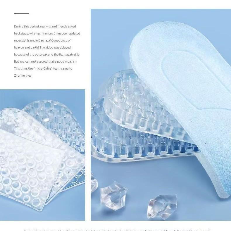 Unisex Transparent Silicone Height-Boosting Insoles - Shock Absorbing, Multi-layered Heel Pads for Sports and Daily Use
