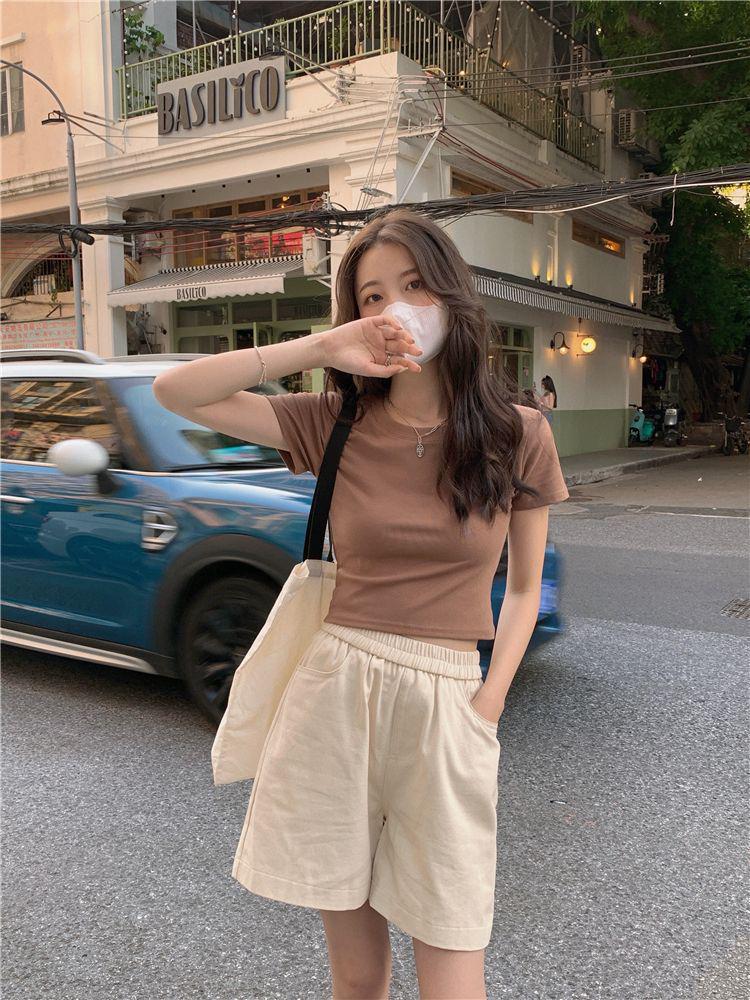 Women's 2026 Spring/Summer Loose Fit Pure Cotton Short Sleeve Round Neck T-shirt