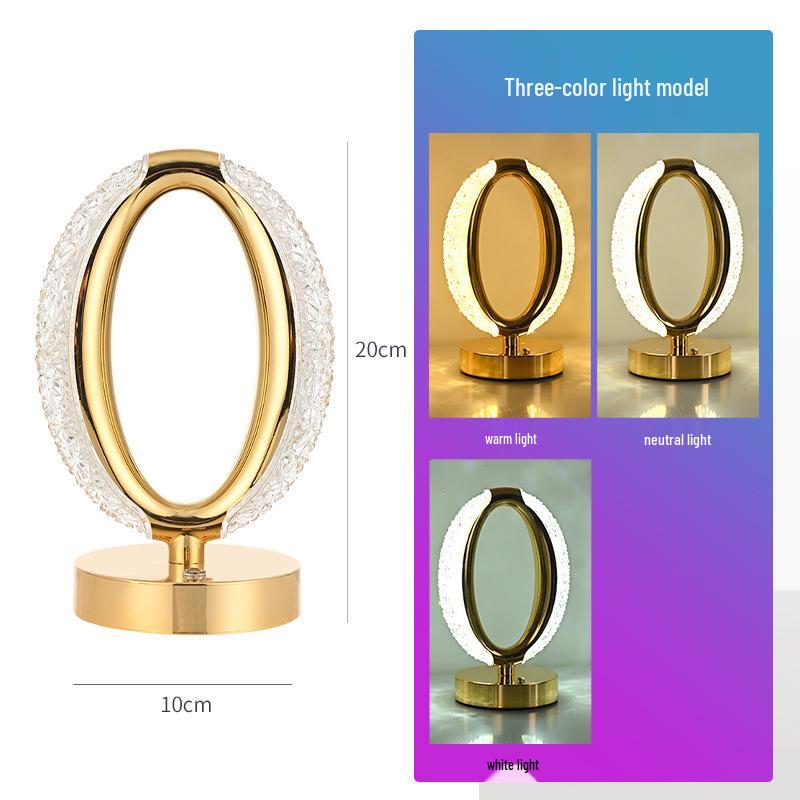 Elegant Crystal Table Lamp - High-End Bedroom & Living Room Touch Night Light