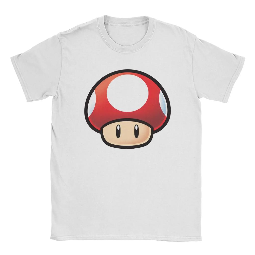 Miniso Camisetas Rojas Champiñón Mario Hombre Mujer Algodón Camisetas Vintage Cuello Redondo Camisetas Manga Corta Ropa Estampado