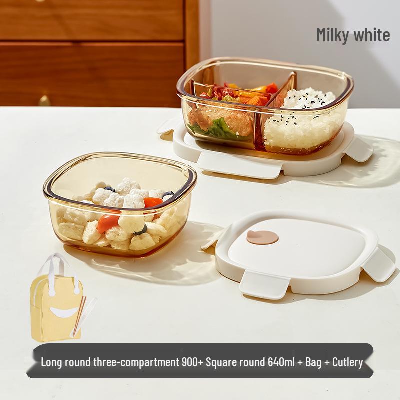 Xilekou Microwave-Safe Glass Lunch and Bento Box for Office & Takeaway