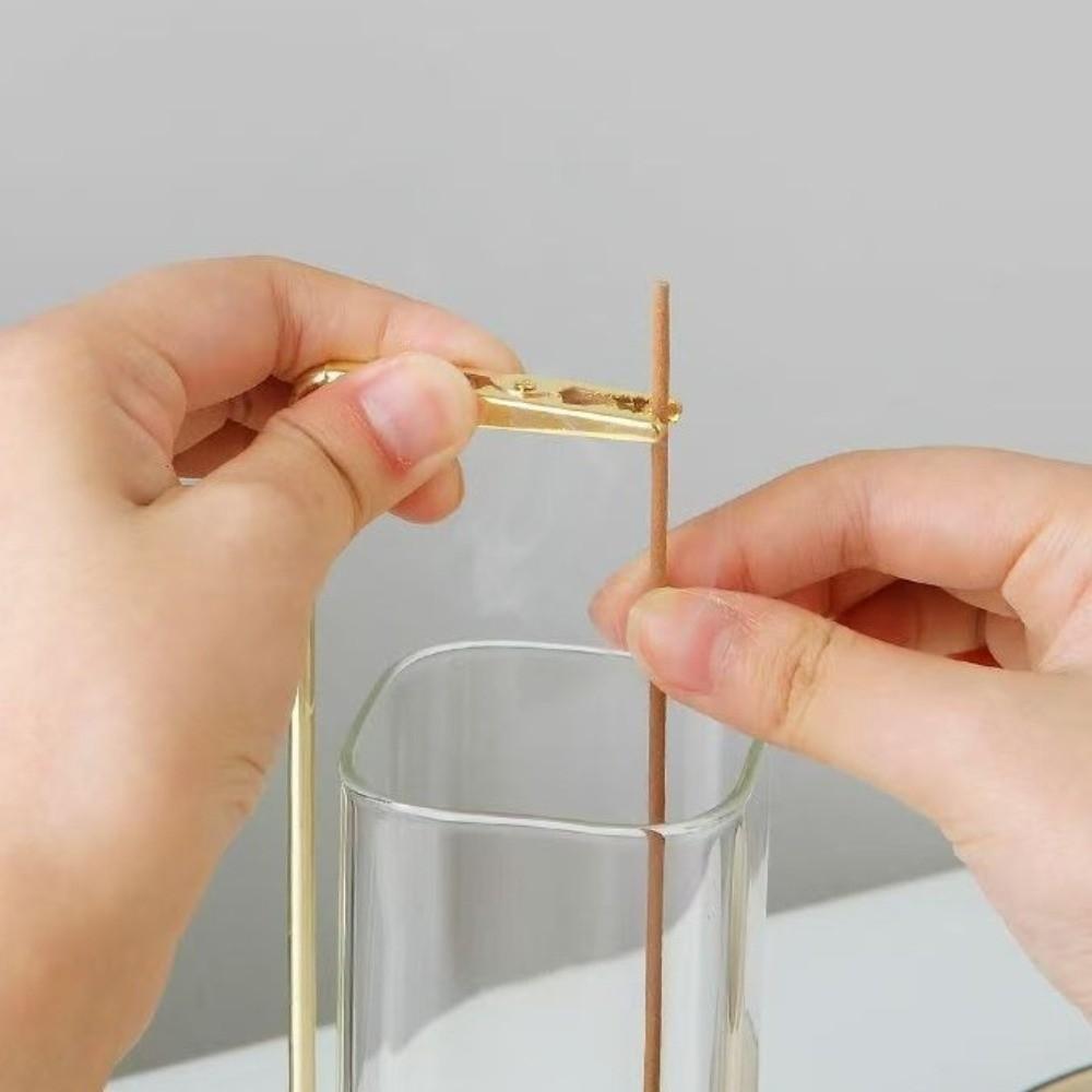 Minimalist Glass Incense Holder Zen Style Transparent Incense Burner Creative Wooden Base Anti-Ash Flying Incense Holder