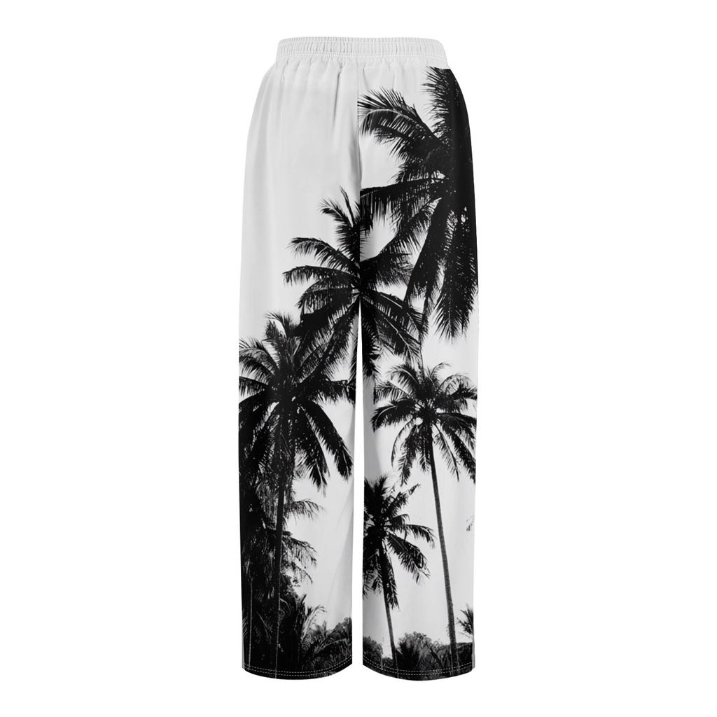 Dames zomer boho palazzo broek met hoge taille, wijde pijpen en bloemenprint, casual broek met zakken