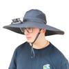 Fan Hat Wide-Brimmed Outdoor Hat with Dual-Power Fan Design Solar USB Charging Hiking Cycling Fishing Sun Hat