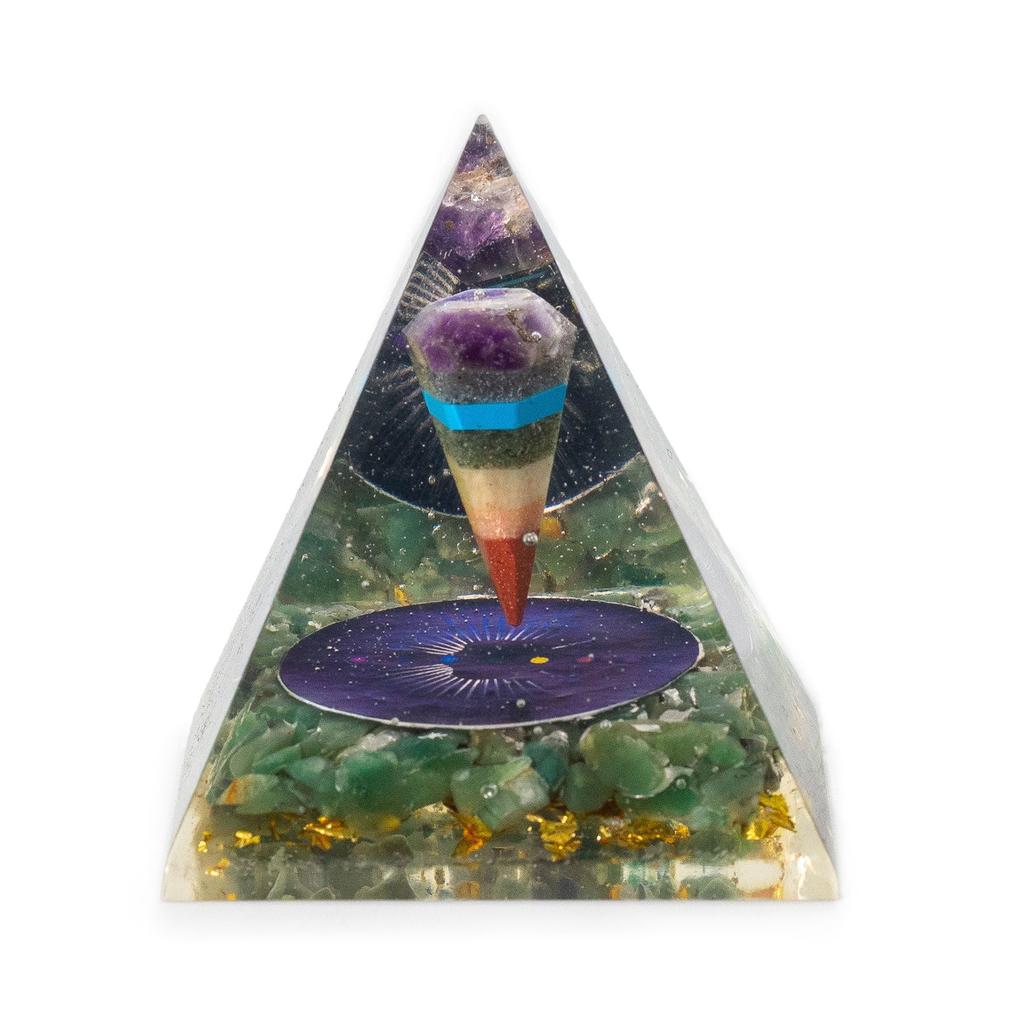 Med Orgonite Pyramids 7x6cm – Pendulum – Green Aventurine Chips
