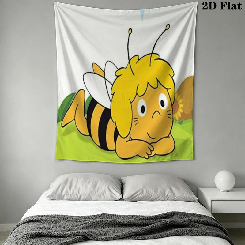Bees and Maya Wall Tapestry Aesthetic Wall Hanging Printed Fabric Blanket Decorative Tapestries for Bedroom Living Room Home Decor