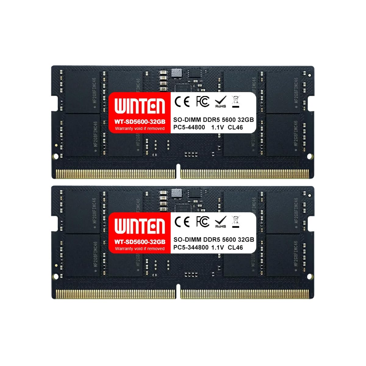 

WINTEN Laptop Memory 64GB x 262Pin CL46 SODIMM SDRAM Memory Expansion Year Compatibility 6312 DDR5-5600 (32GB 2) 1.1V Built-in [5 Warranty,