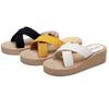 Women's Summer Wedge Sandals with Woven Hemp-Style Cross Straps and Thick Sole
