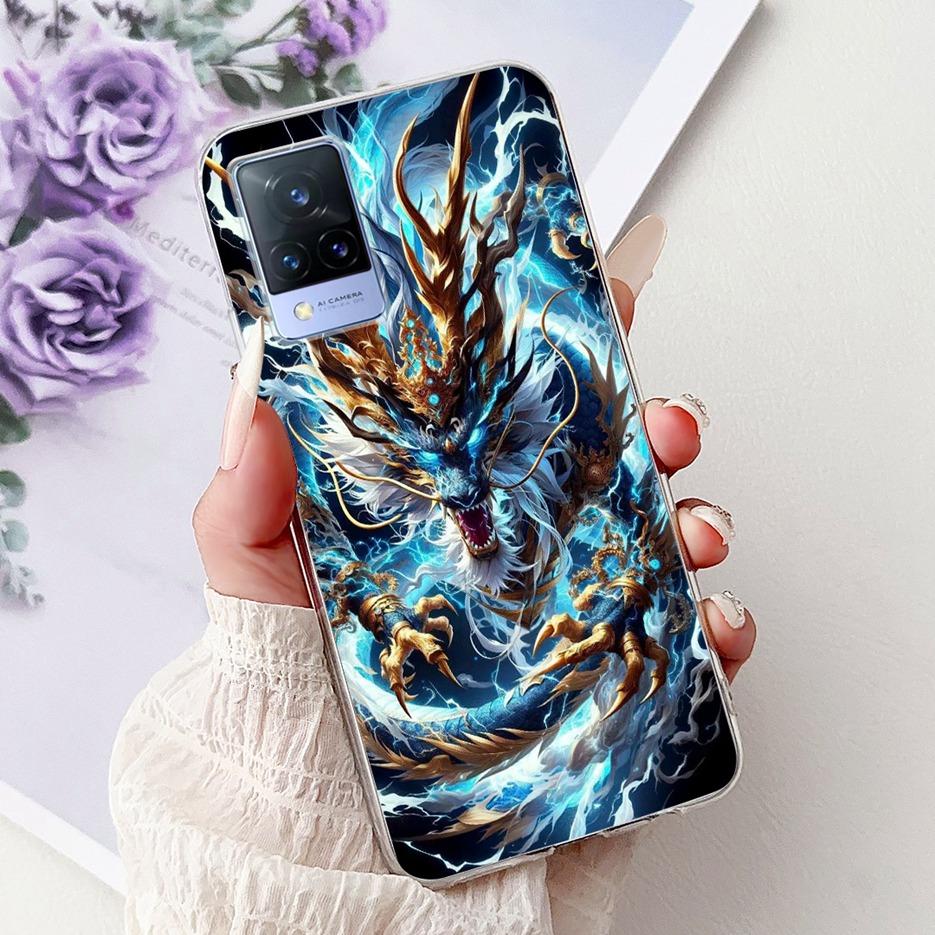 For Vivo V21 4G Case V2066 V2108 New Luxury Flowers Painted Cover Soft Slim Phone Case For Vivo V21e V2061 V 21 VivoV21 e Fundas