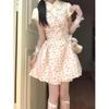 Small Shirt Strap Skirt Set Summer Sweet Princess Skirt Doll Collar College Style Girl Skirt Fake Two Pieces