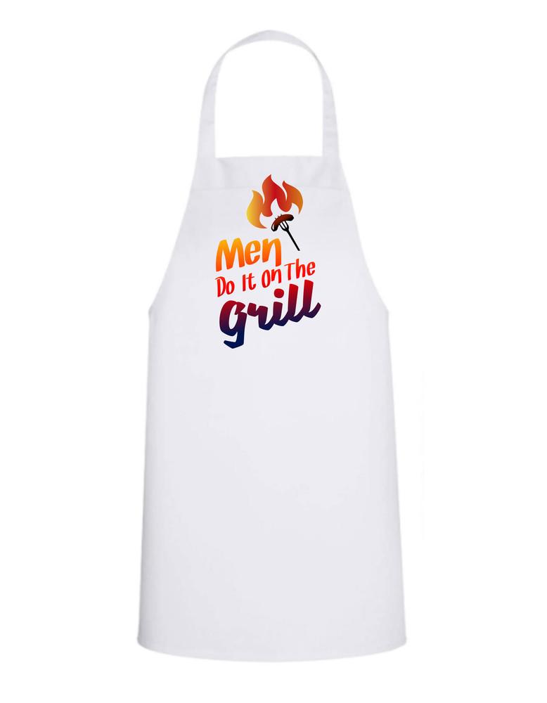 

Men Do It on the Grill- White Apron with Color design Great Gift Unisex T-Shirt L