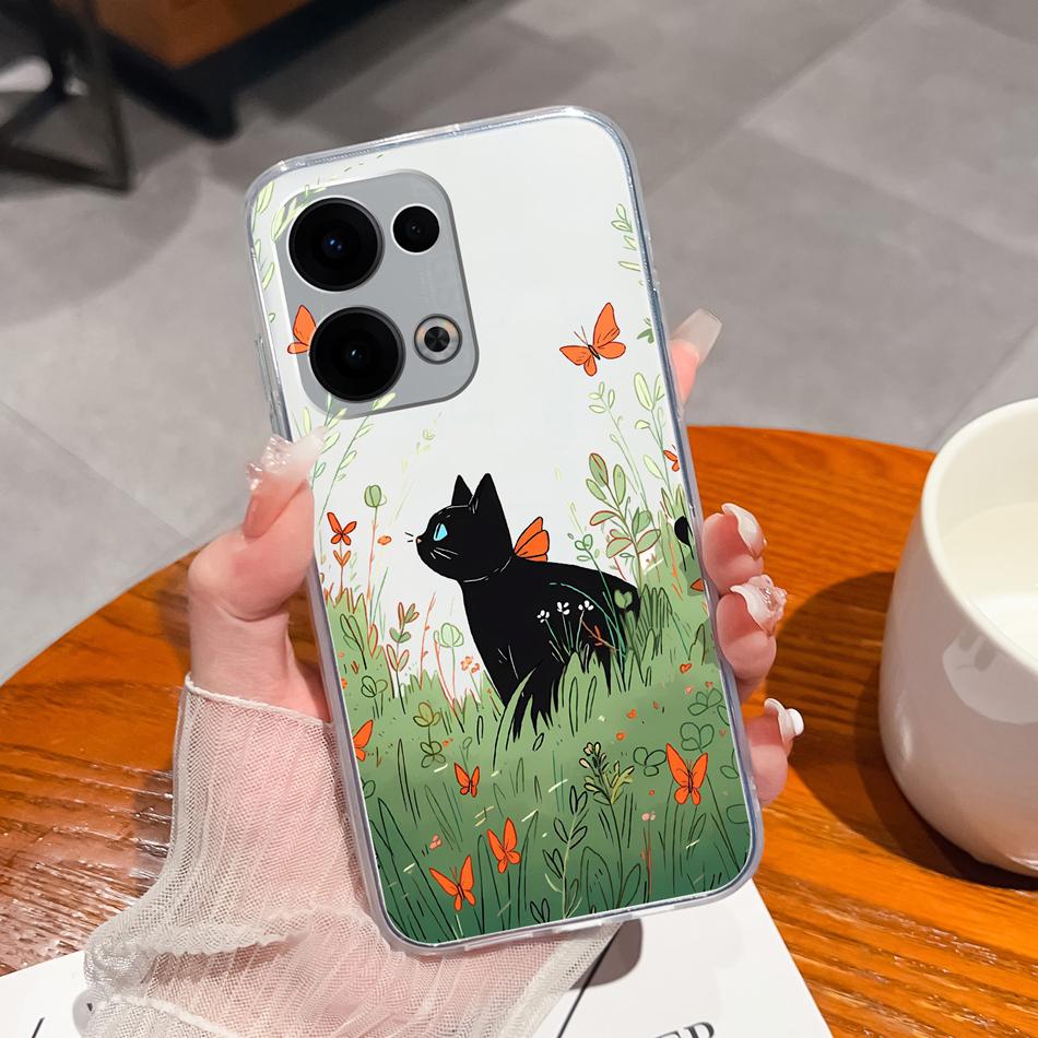 For Oppo Reno 13 Pro Phone Cases Leisure Flower Transparent Back Cover For Oppo Reno13 Pro 13Pro 5G Soft Slim Anti Drop Housing